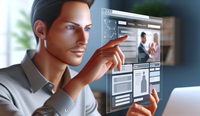 Ein Foto von einer Person die eine Website mit einem Website-Baukasten erstellt