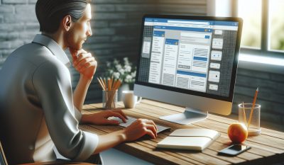 Eine Person gestaltet eine Website mit einem einfachen Online-Baukasten